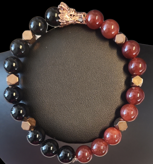 Carnelian and Onyx Dragon bracelet