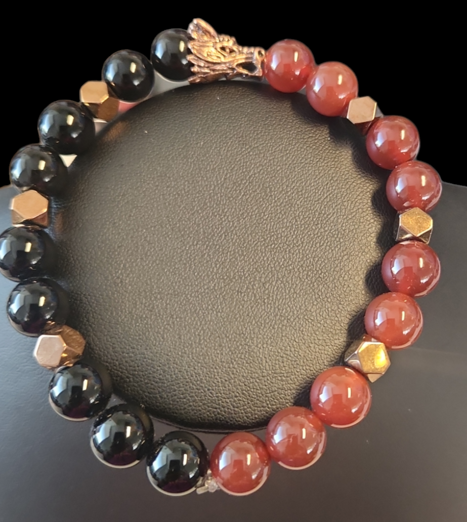 Carnelian and Onyx Dragon bracelet