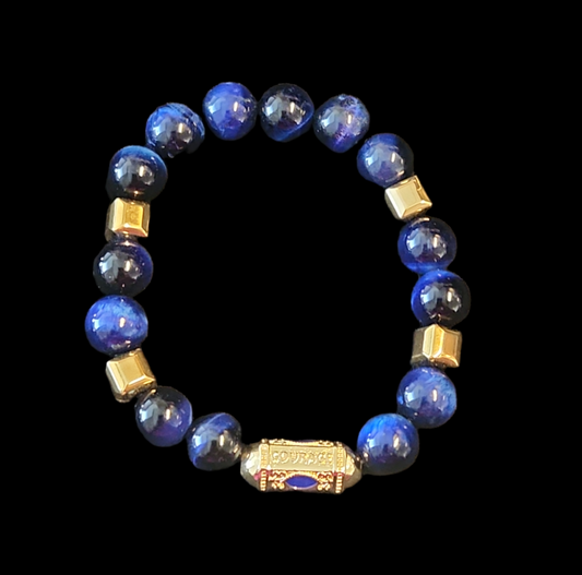 Blue Tiger's eye and gold bracelet