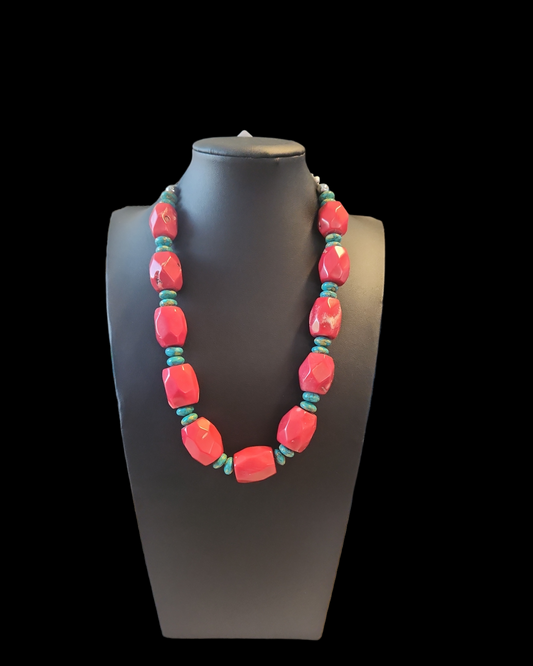 Red Coral necklace and bracelet set