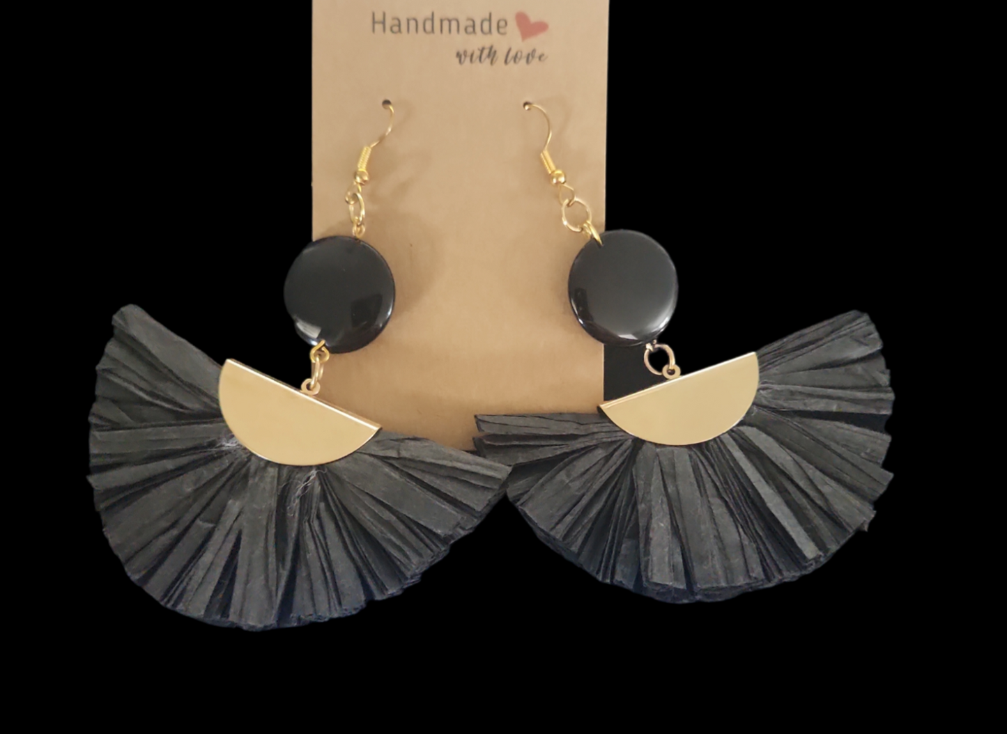 Onyx Fan Earrings