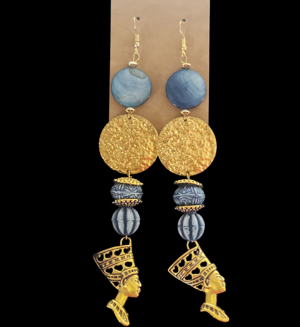 Nefertiti Blue Mother of pearl earrings