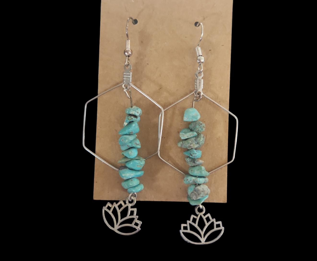 Turquoise lotus flower earrings