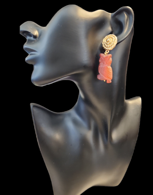 Carnelian Owl earrings