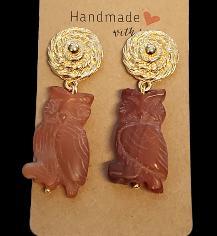 Carnelian Owl earrings