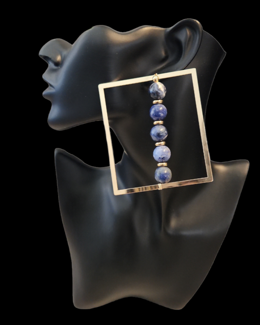 Large Sodalite Square Stud earrings