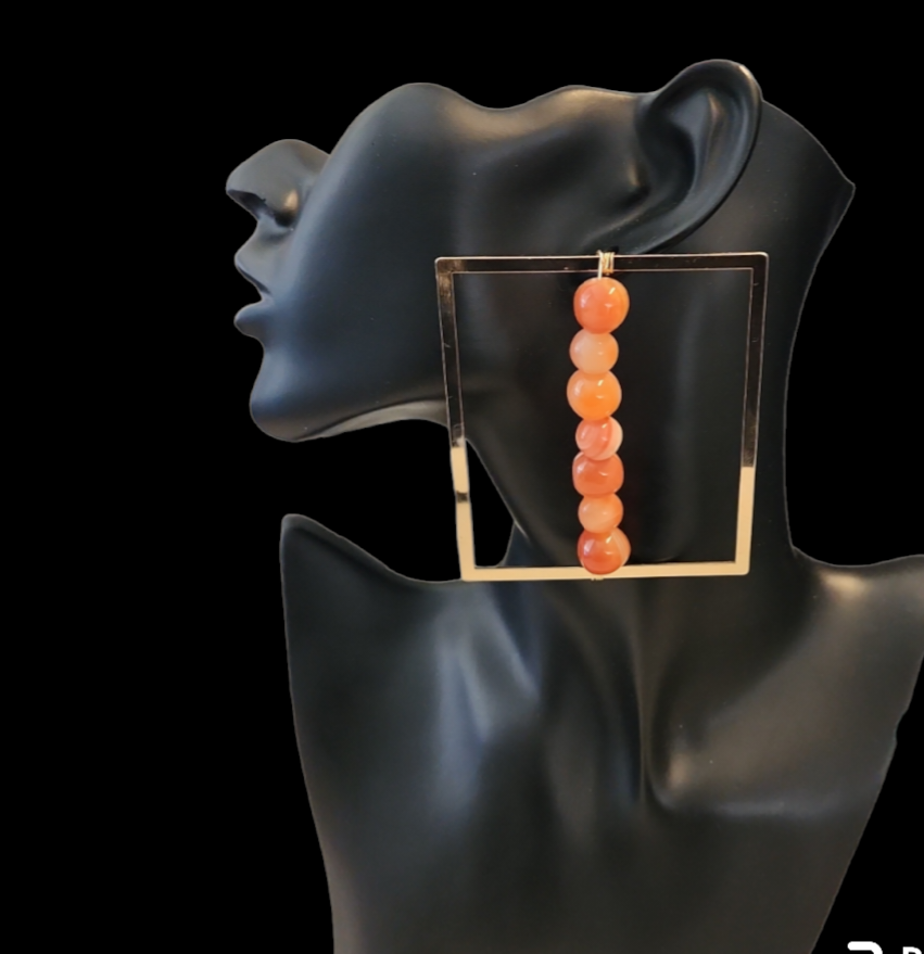 Large Carnelian Square Stud earrings