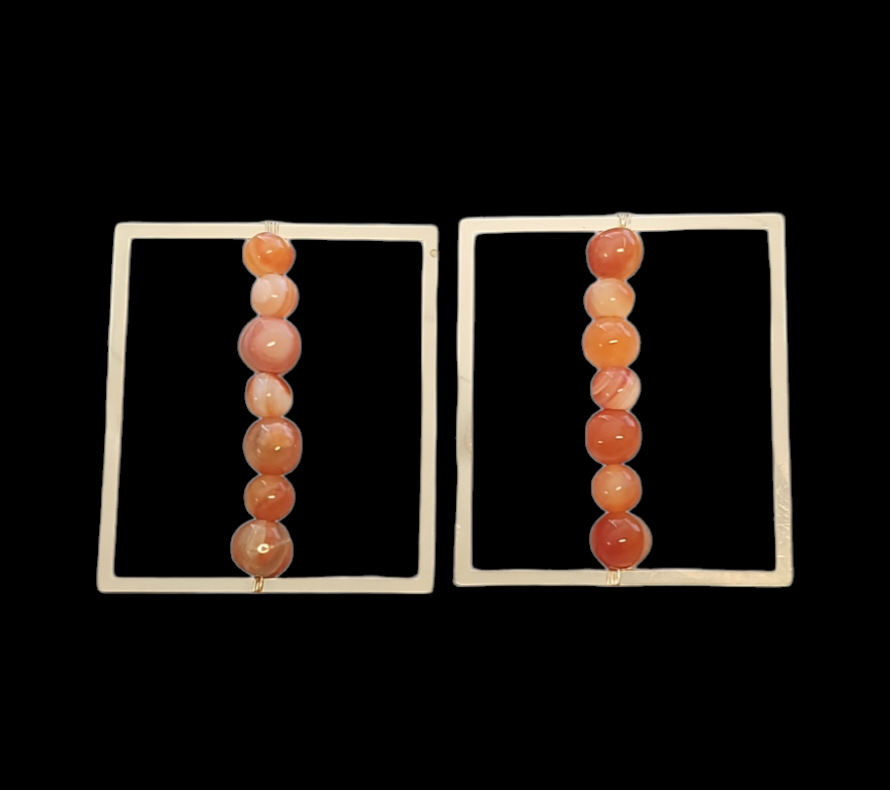 Large Carnelian Square Stud earrings