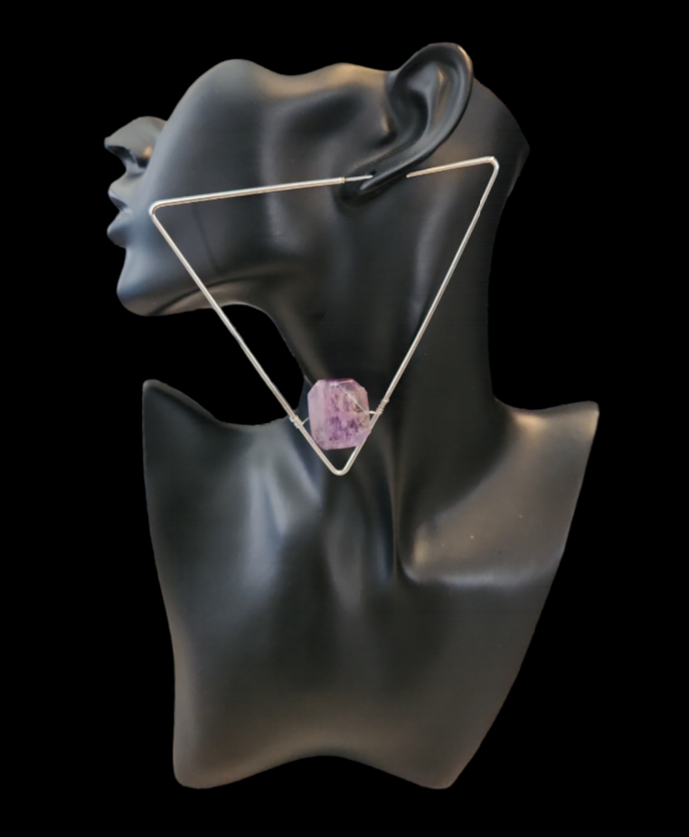 Slivertone Ametrine Triangle hoops