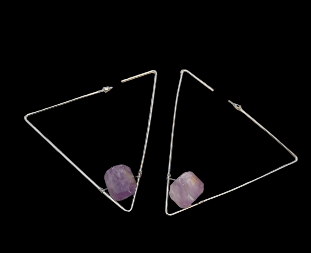 Slivertone Ametrine Triangle hoops