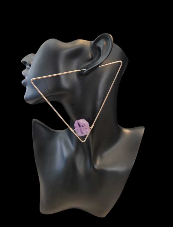 Ametrine Triangle Hoops