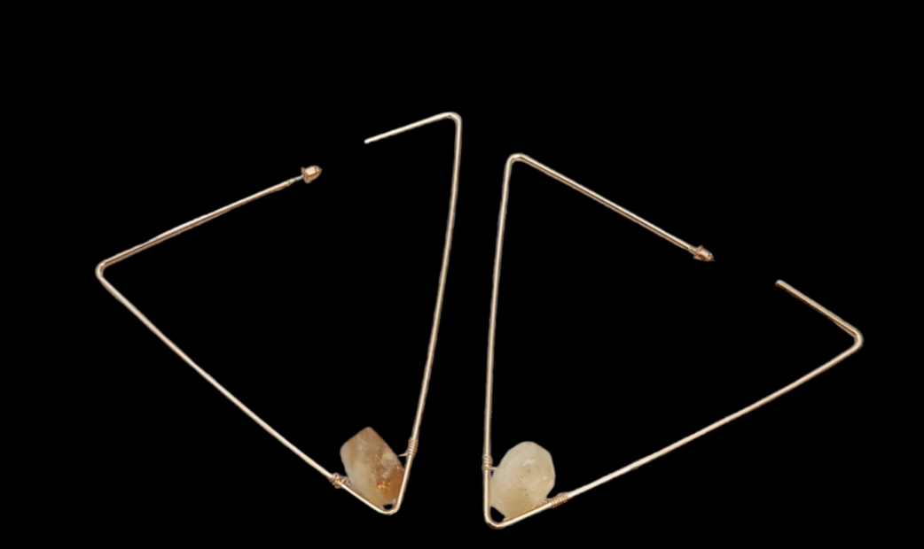 Citrine Triangle Hoops