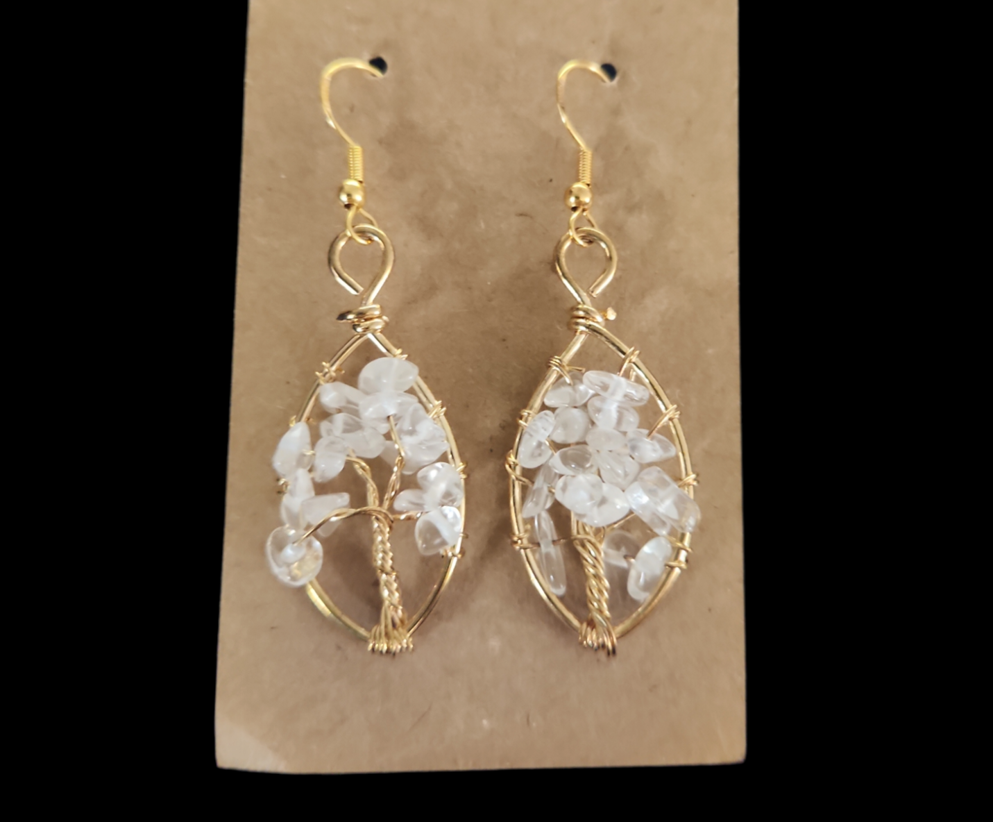 Clear Quartz tree of life earrings