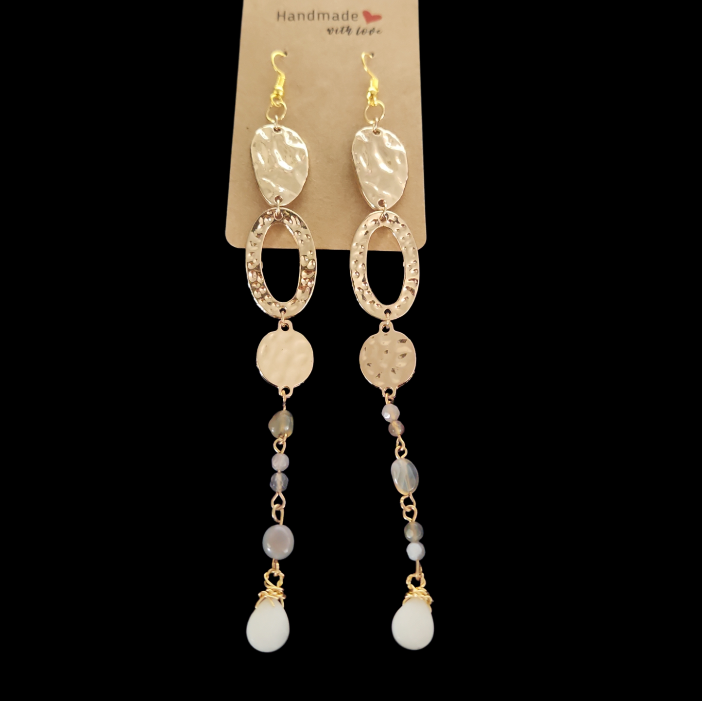 Botswana agate and White Jade earrings