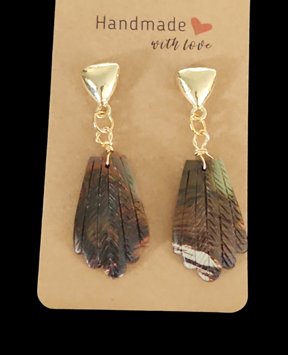 Picasso Jasper feather earrings