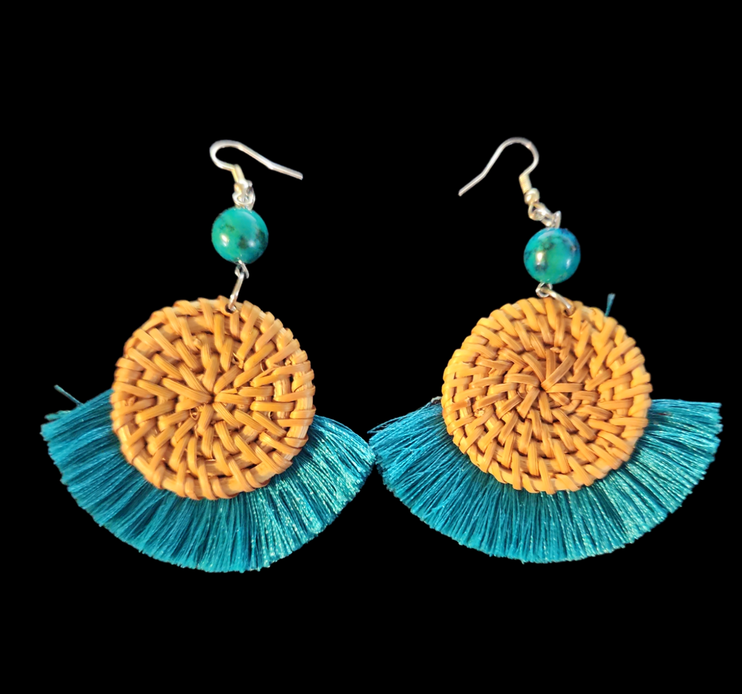 Chrysocolla Rattan earrings