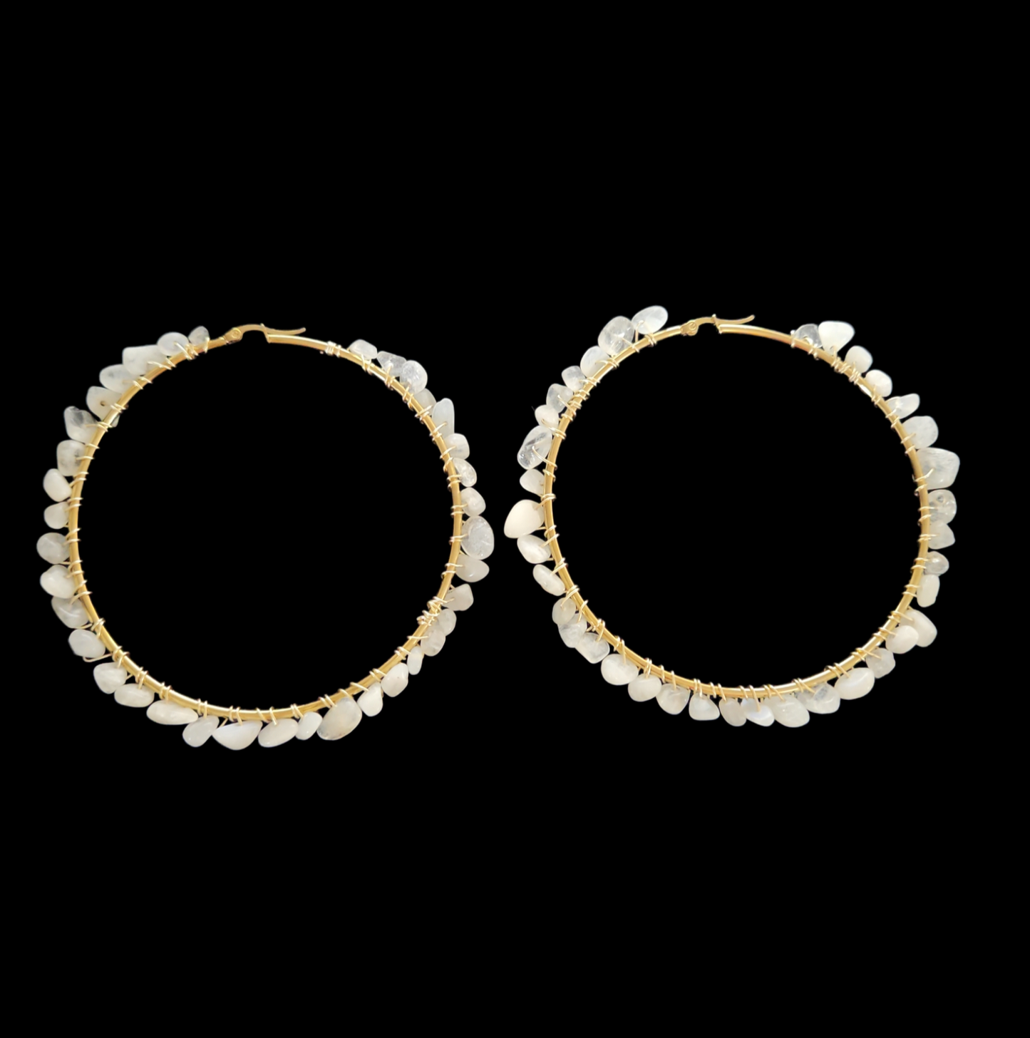 Large Moonstone hoops