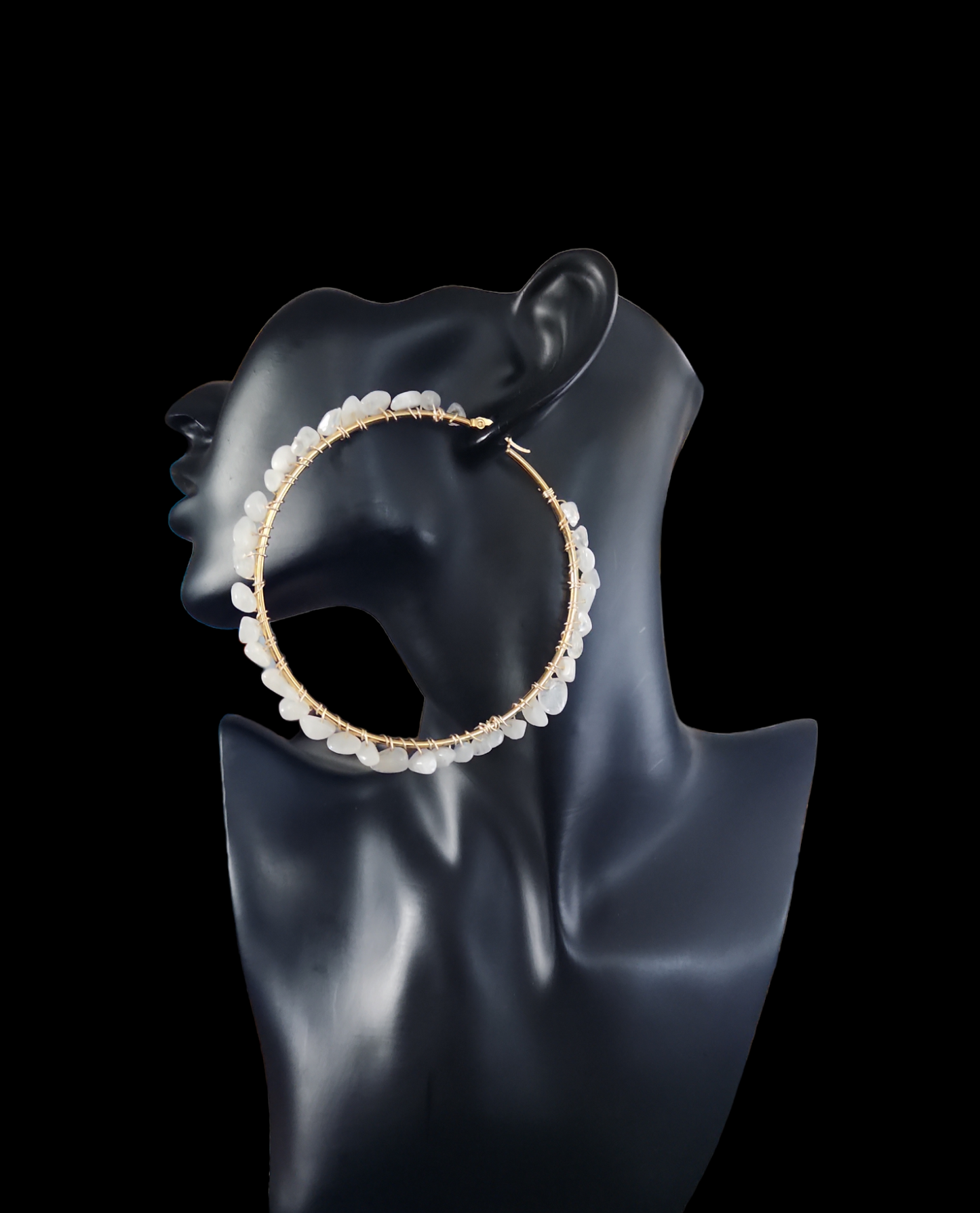 Large Moonstone hoops