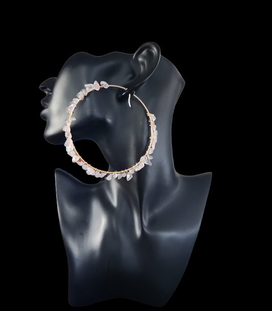 Large Rose Quartz Hoop earrings