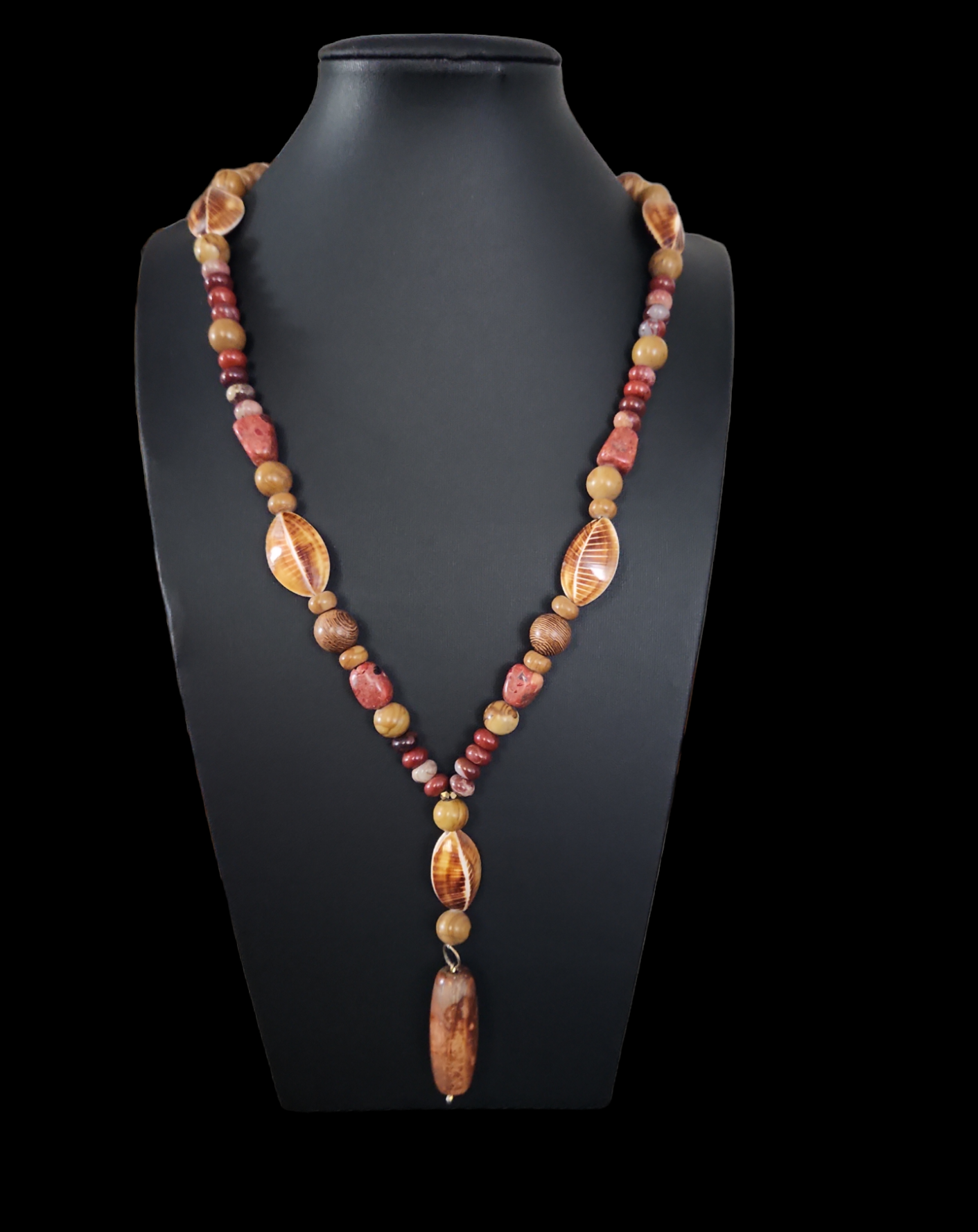 Red Jasper and Cockle shell necklace