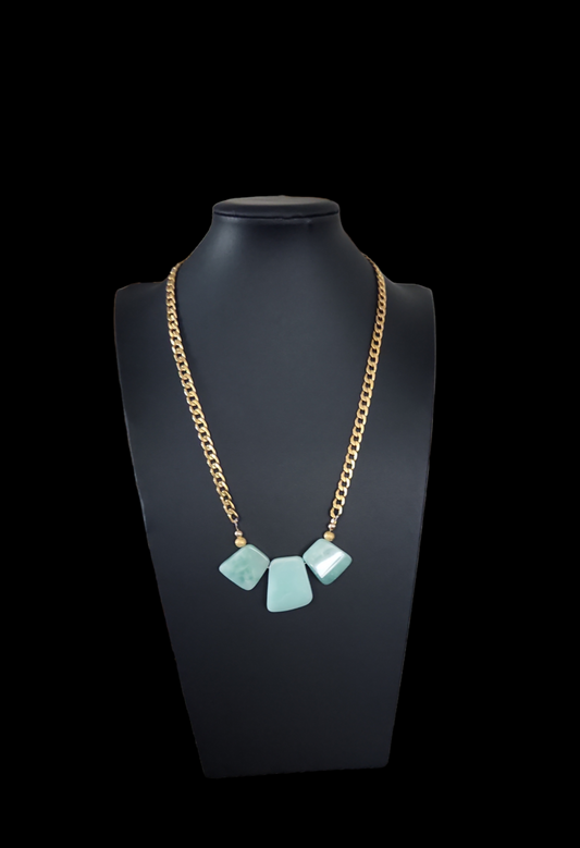 3 stone green Jade necklace