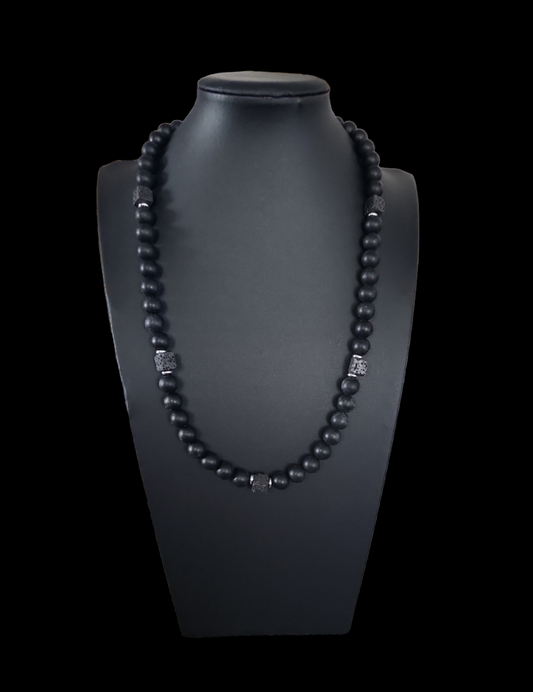 Matte Onyx and Lava stone necklace