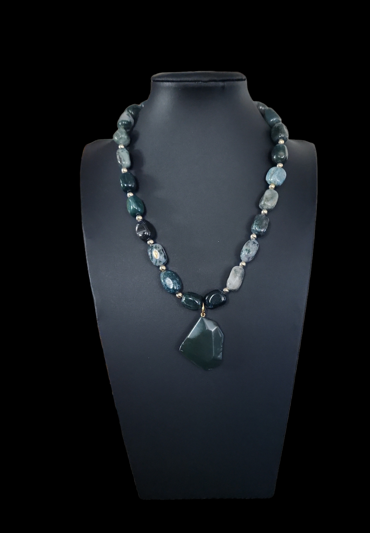 Green Moss agate & Bloodstone necklace