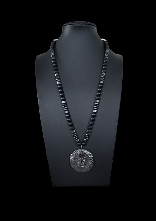 King of the Jungle onyx and Hematite necklace