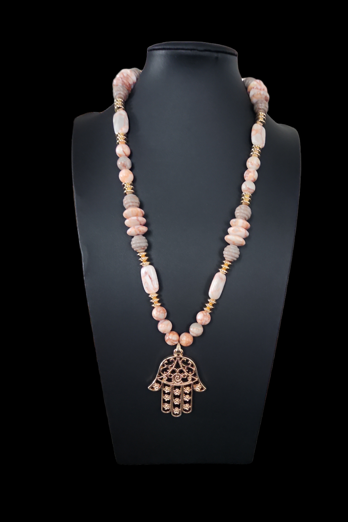 Red web Jasper Hamsa necklace set