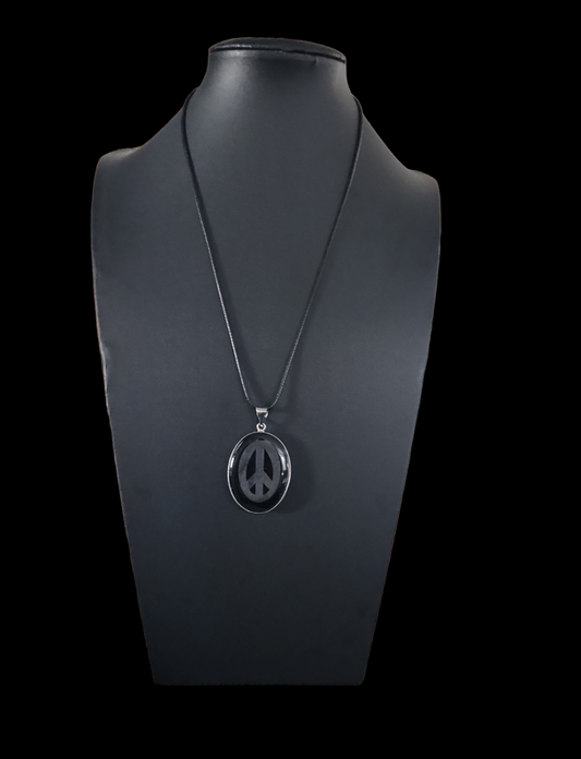 Onyx Peace symbol necklace