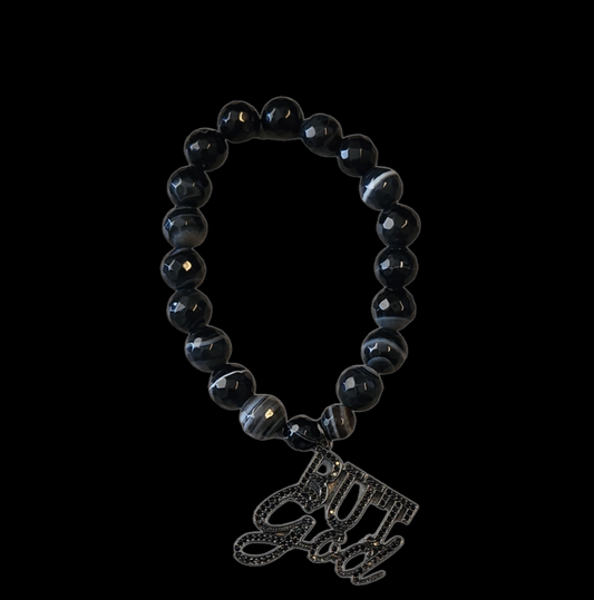 But God! Black agate bracelet