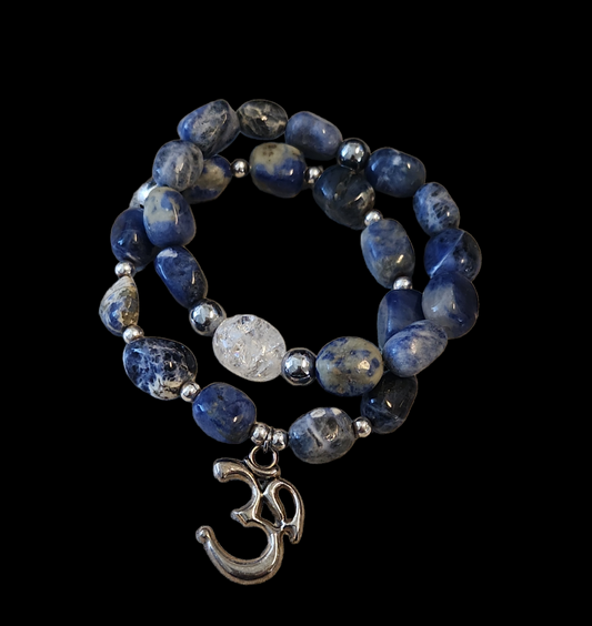 Sodalite Om bracelet set