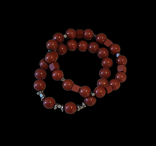 Red Jasper bracelet set