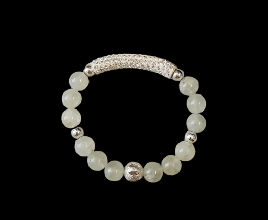 Silver Bar Prehnite Bracelet