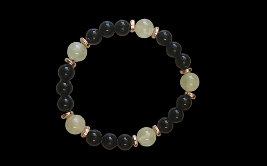 Prehnite & Onyx bracelet