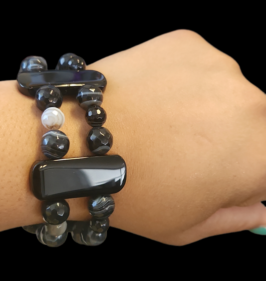 Onyx & Black Agate double strand Bracelet