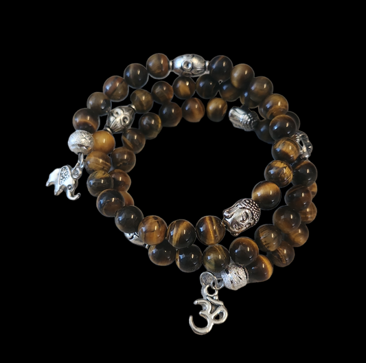 Tiger's eye Buddha wrap bracelet