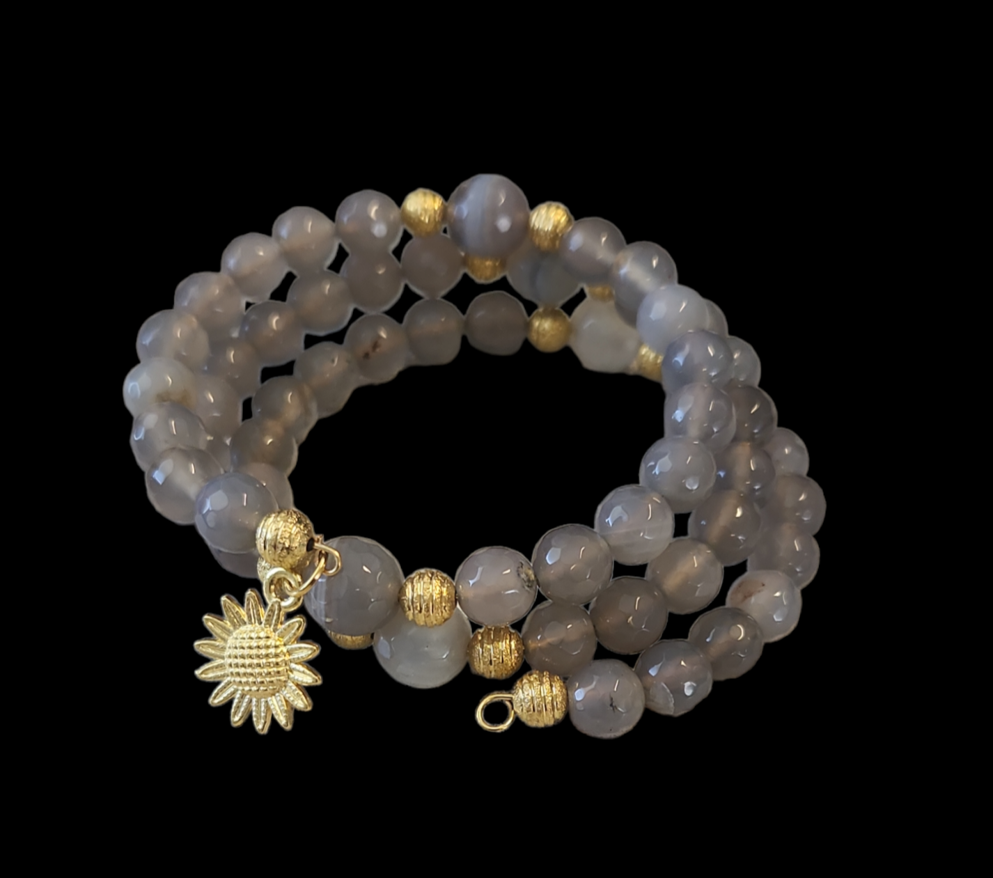 Gray Agate wrap bracelet