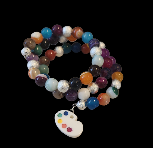 Multi-colored Agate wrap bracelet