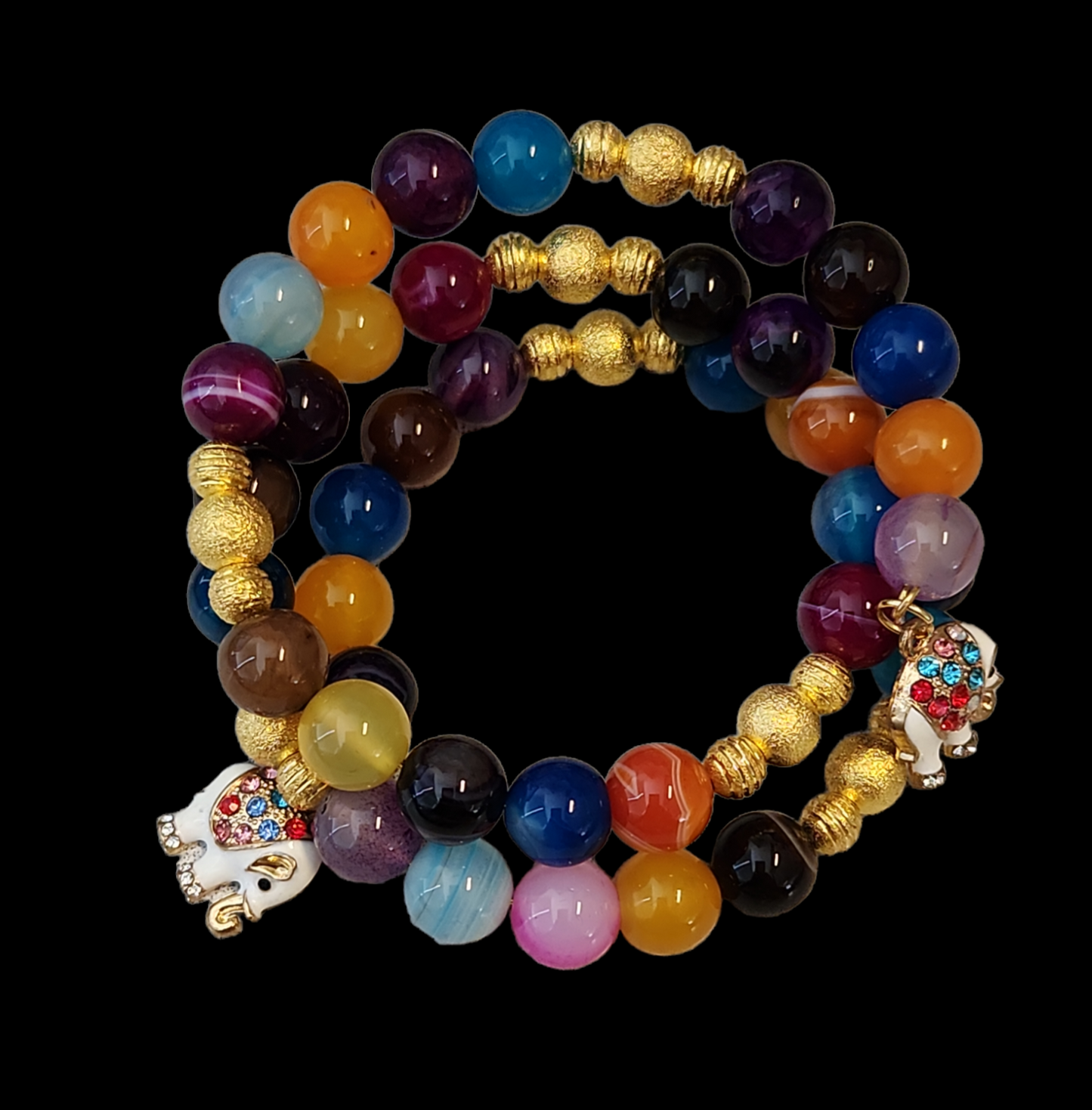 Multi-colored agate wrap bracelet