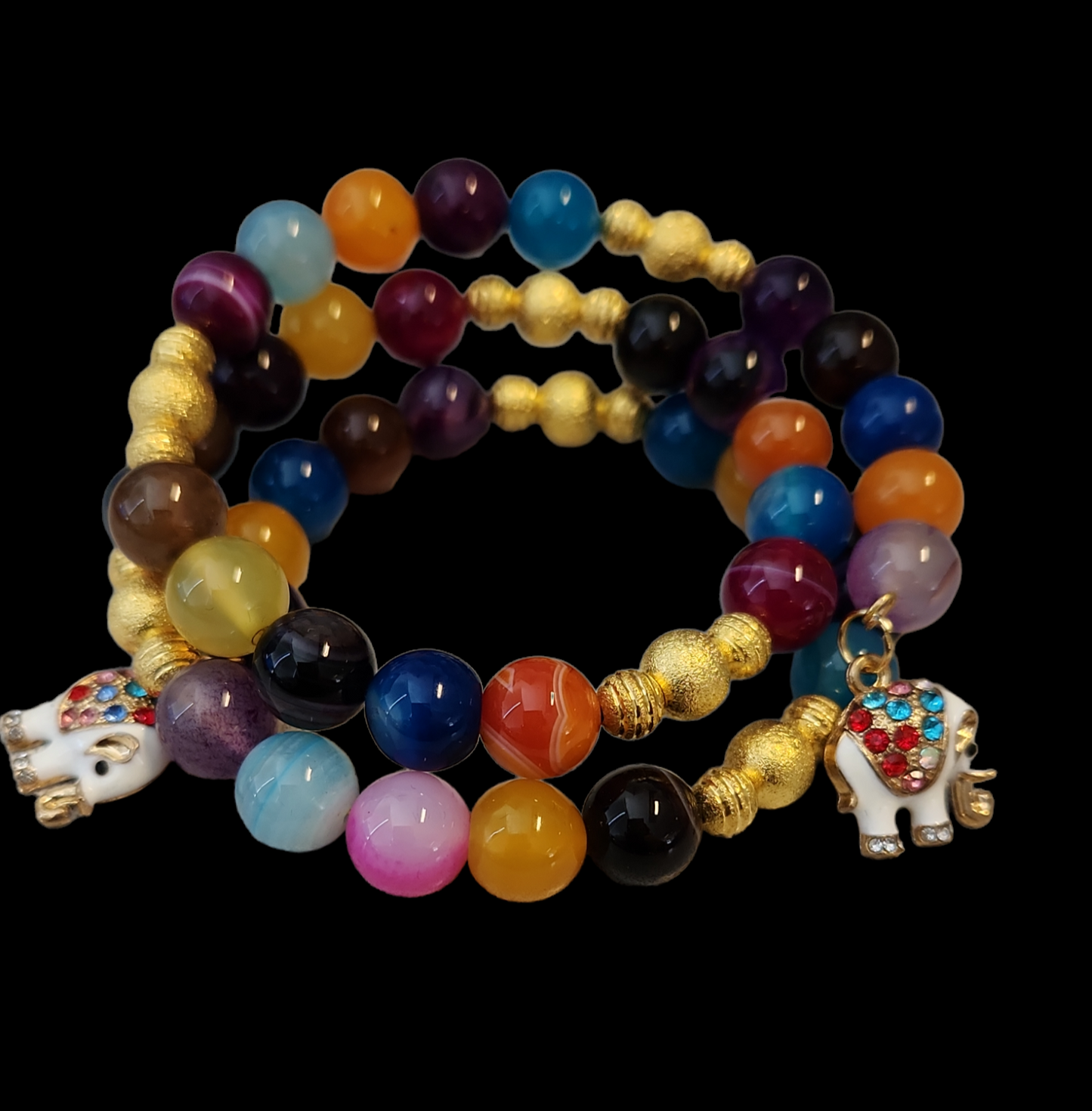 Multi-colored agate wrap bracelet