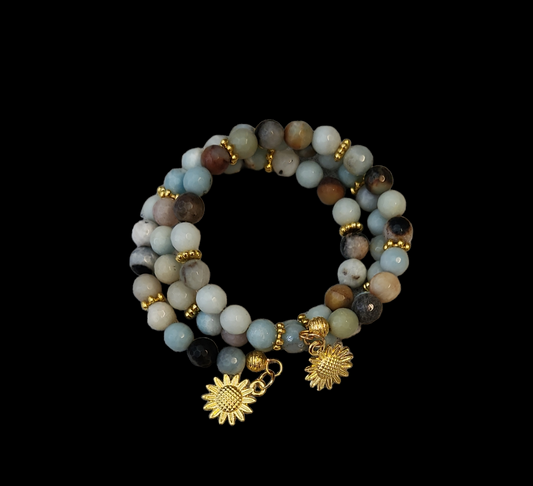 Multi- colored Amazonite wrap bracelet