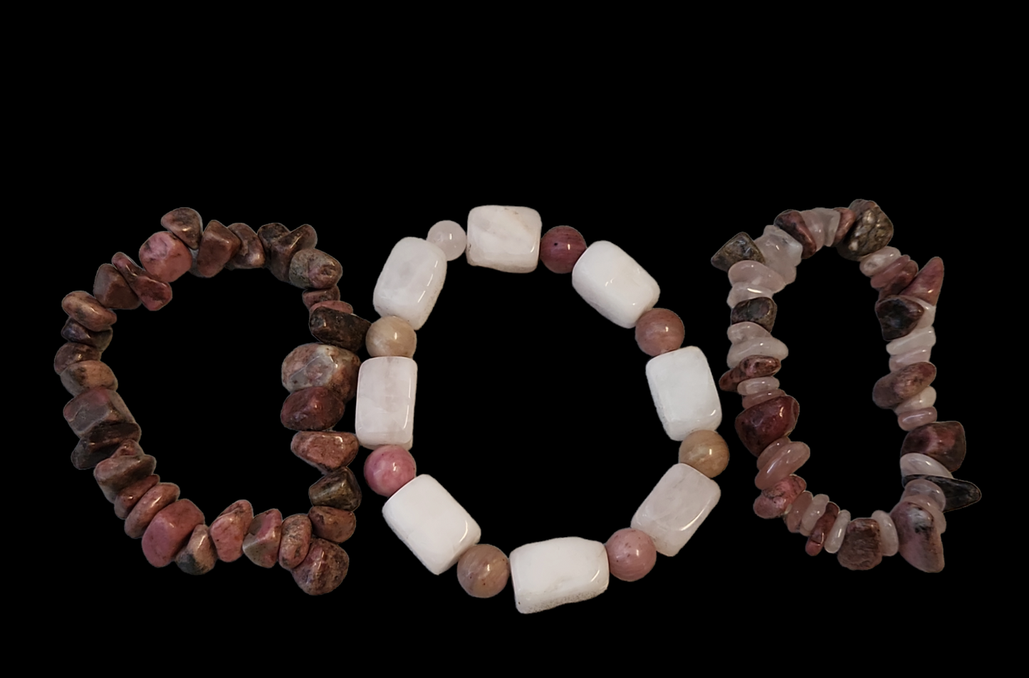 Rose Quartz & Rhodonite bracelet stack