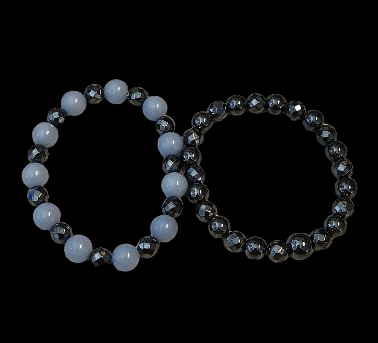 Angelite and Hematite bracelet set