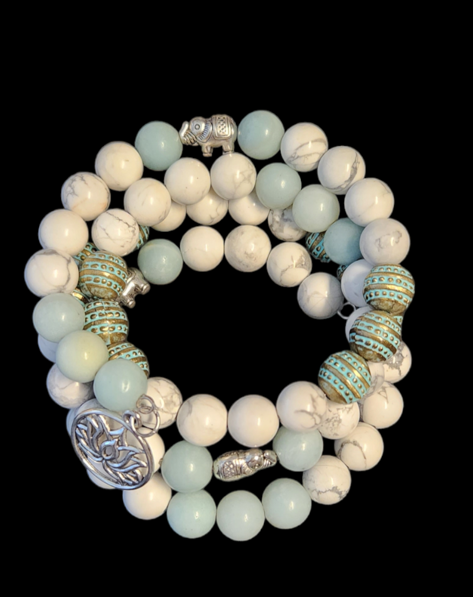 Amazonite & white Howlite wrap bracelet