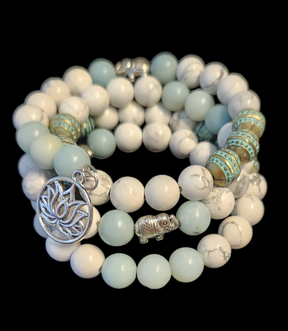 Amazonite & white Howlite wrap bracelet