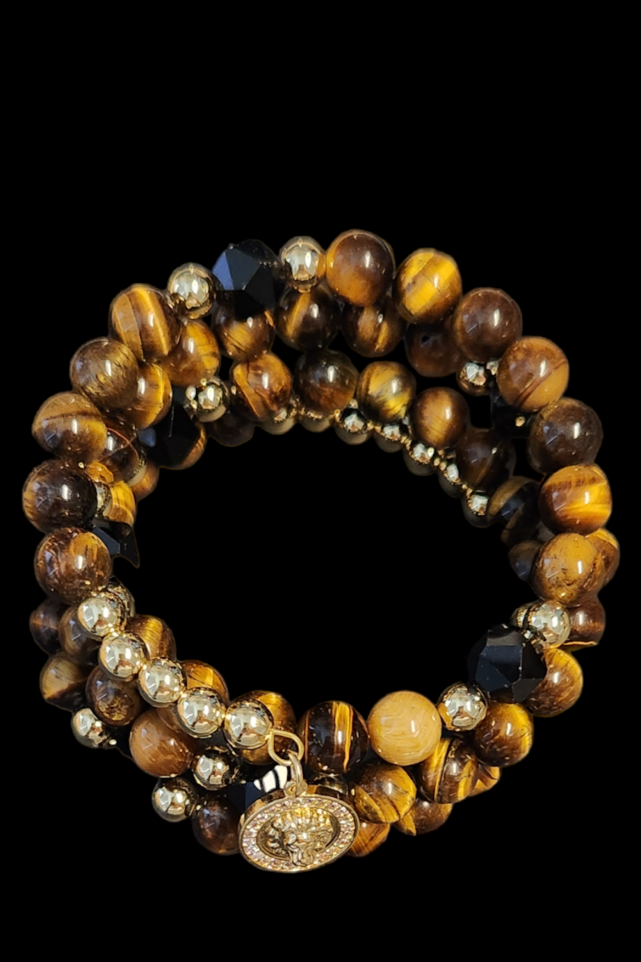 Tiger's eye and Onyx Wrap bracelet