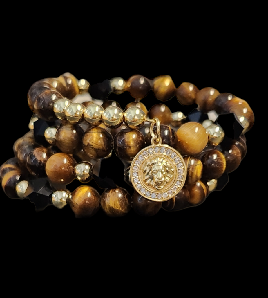 Tiger's eye and Onyx Wrap bracelet