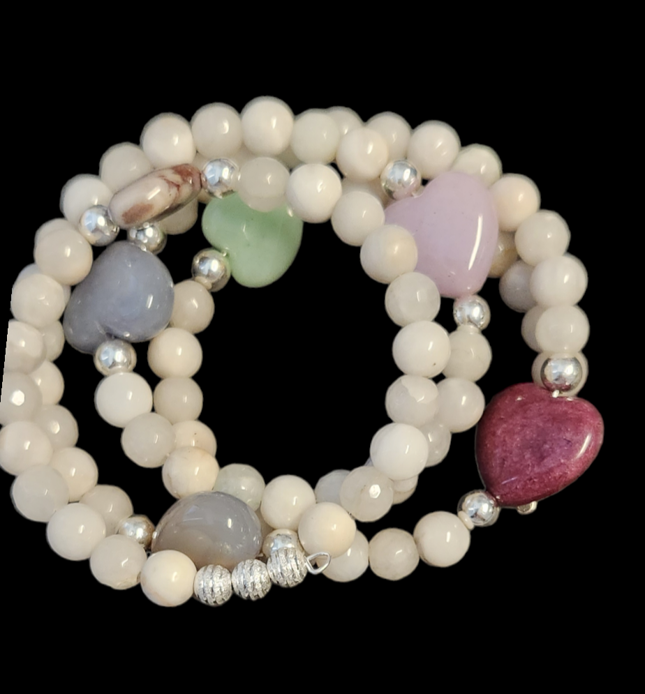 White Agate Multi Crystal wrap bracelet