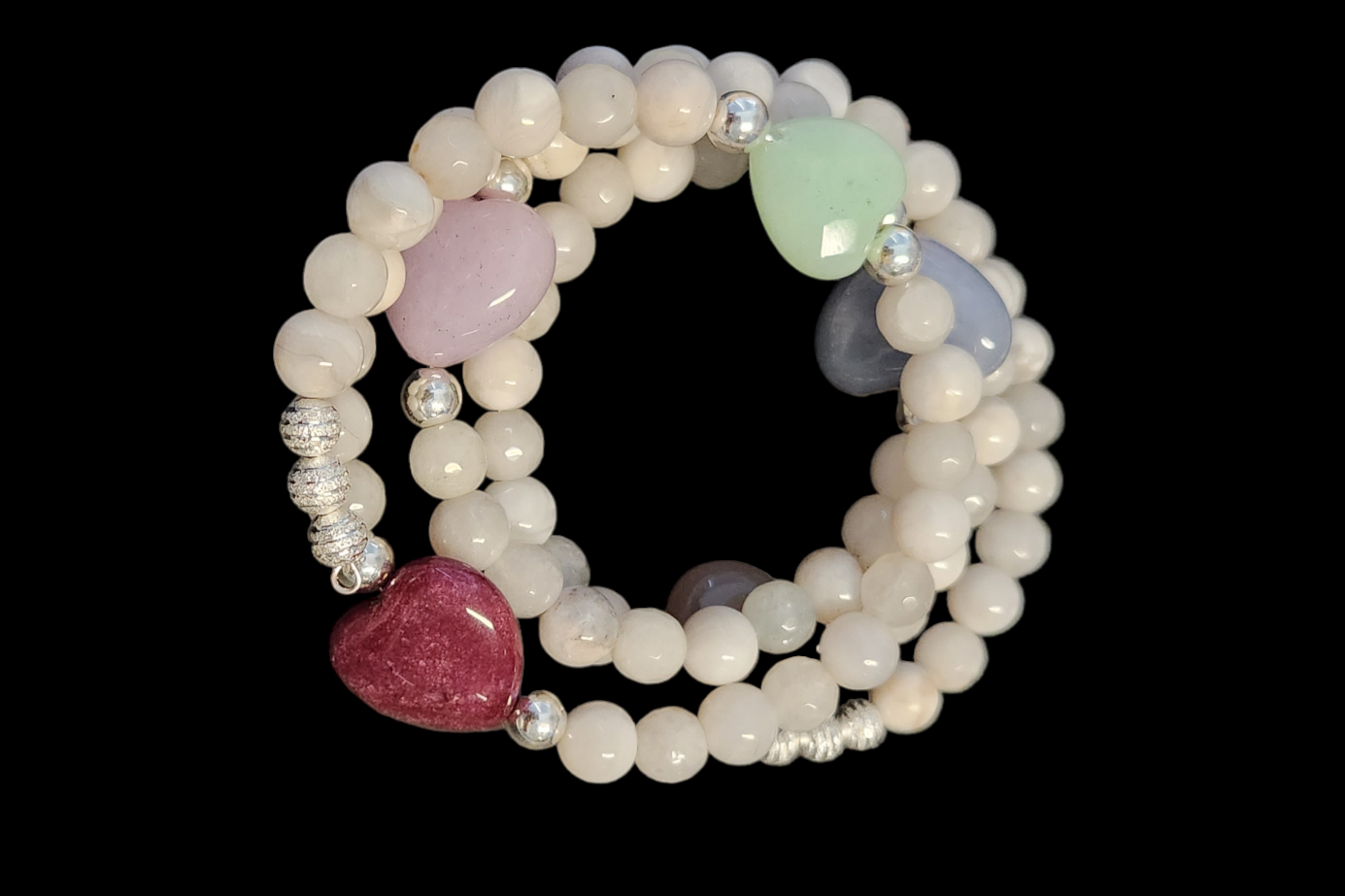 White Agate Multi Crystal wrap bracelet